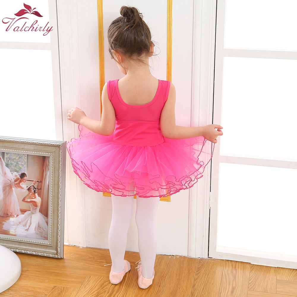 Nice Girls Ballerina Fairy Prom Party Costume Kids Sequined Flower Dress Dancewear Gymnastic Leotard  Ballet Tutu Dress