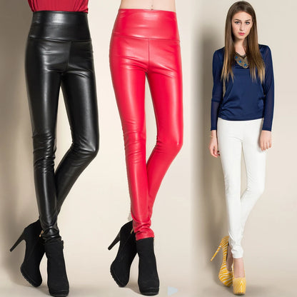 On Sale Autumn Winter Women Ladies Warm Legging Leather Pants Female High Waist Stretchable Pencil Skinny y2k Trousers