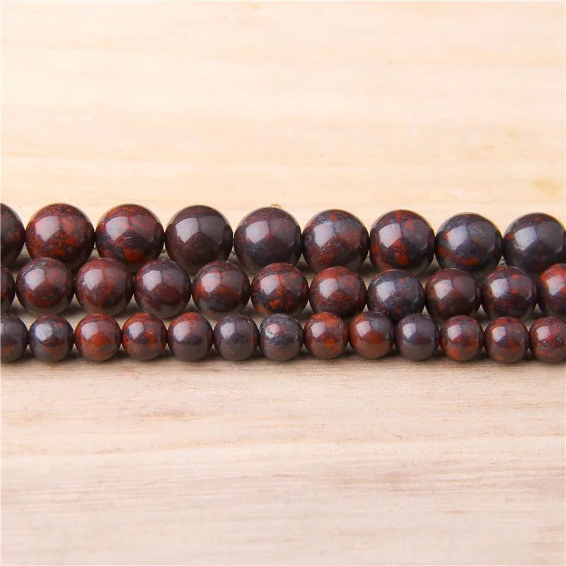 Natural Bloodstone Beads 6-12 mm Genuine Polished Red Gem Beads Round Stones For DIY Jewelry Making Bracelets & Mala Necklace