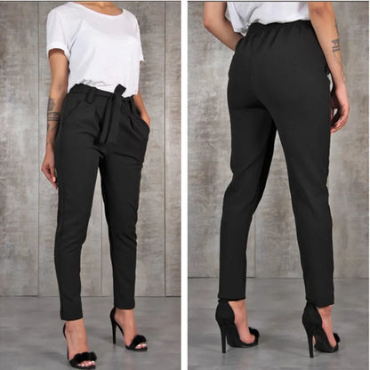 Casual Slim Chiffon Thin Pants For Women High Waist Black Khaki Green Pants Woman Trousers Y2k