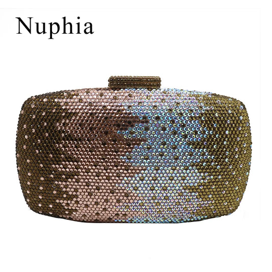 NUPHIA Champagne Crystal Clutch and Evening Bags for Women Party Evening Prom Party Yellow/Purple