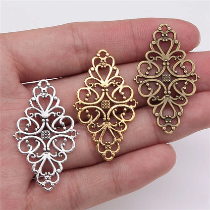 WYSIWYG 10pcs 41x25mm Filigree Connector Motif For Bracelet Making Connector Flower Charms For Jewelry Making