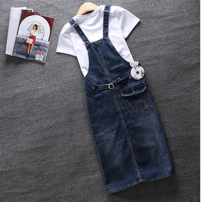 2024 Spring Summer Denim Women's Dress Loose Spaghetti Strap Dress Large size Jeans Vintage Casual Female Dress Overalls S-5XL