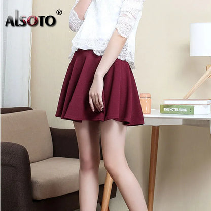 ALSOTO Summer and winter Skirt for Women Fashion Skirts Womens High Waist Sexy mini faldas jupe Black and Red Saia pleated skirt