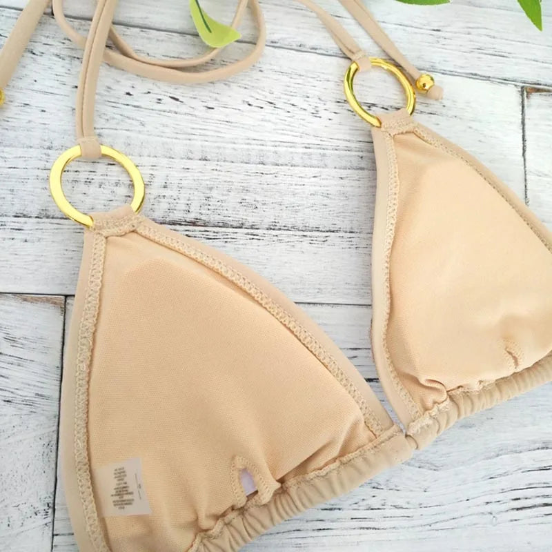 2022 New Sexy Bikinis Sequins Golden Color Women Bandage Bikini Set Push-up Padded Bra Swimsuit Suit Swimwear 2570