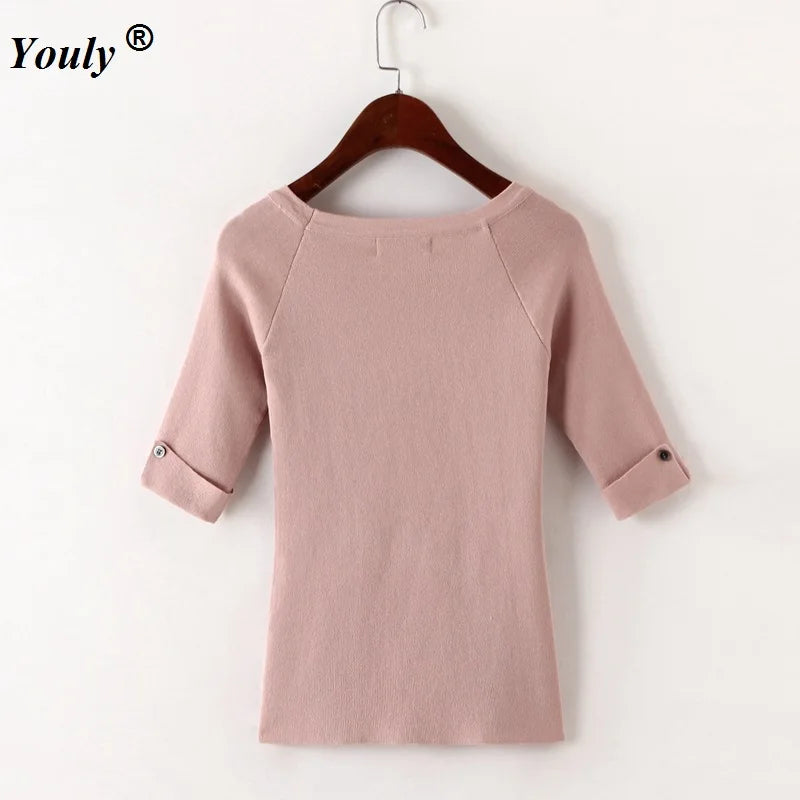 Free Ship Pullover Sweater Ice Cotton knit Tops women 2022 Autumn Casual Tees Shirt ladies Round Neck slim winter Bottoming tops