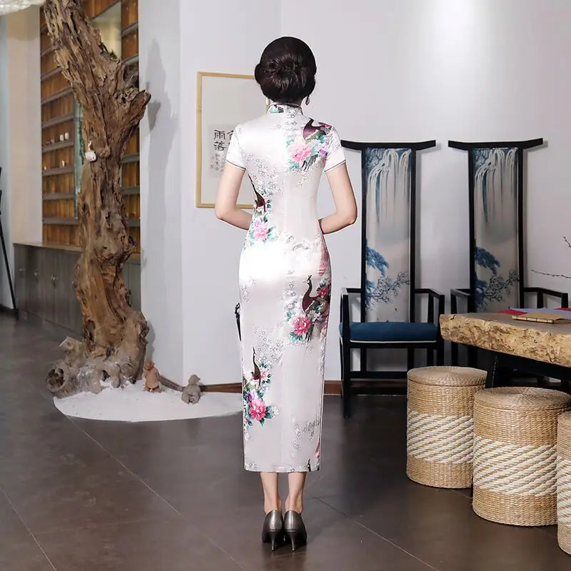 Fashion Summer Long Cheongsam Chinese Style Dress Womens Slim Qipao New Arrival Vestido Size S M L XL XXL XXXL 4XL 5XL 6XL J3038