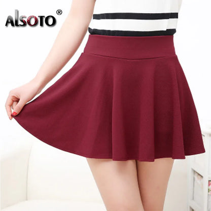 ALSOTO Summer and winter Skirt for Women Fashion Skirts Womens High Waist Sexy mini faldas jupe Black and Red Saia pleated skirt