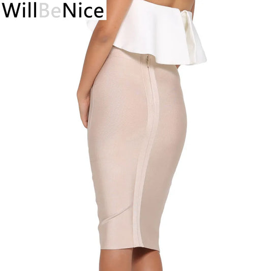 Willbenice Sexy Office Bandage Skirts Nude Purple White Bodycon Slim Womens Knee Length Hot Pink Fuchia Black Pencil Maxi Skirts