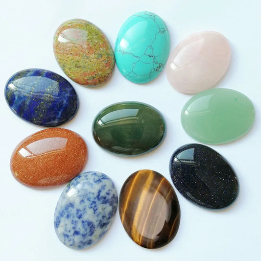 Fashion Assorted 30*40mm Natural Oval stone beads charms Mixed  CAB CABOCHON for jewelry making 10pcs/lot