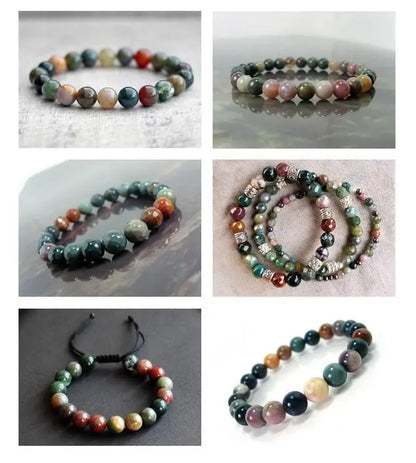 Natural Stone Indian Agates Round Faceted Beads For Jewelry Making 15" DIY Bracelet Necklace 6mm 8mm 10mm 12mm 14mm