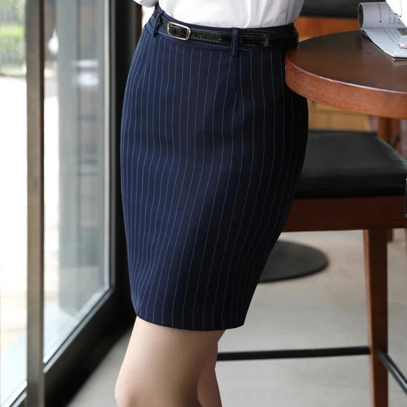 Naviu Spring Autumn Fashion Women Striped Skirt Elegant High Quality Formal Office Short Bottoms