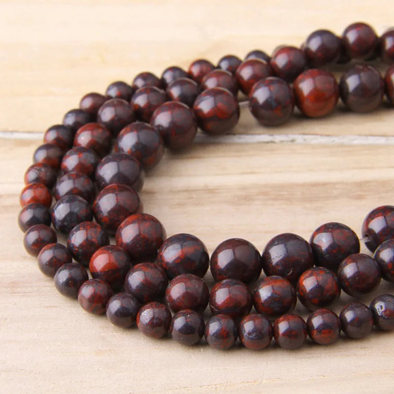 Natural Bloodstone Beads 6-12 mm Genuine Polished Red Gem Beads Round Stones For DIY Jewelry Making Bracelets & Mala Necklace