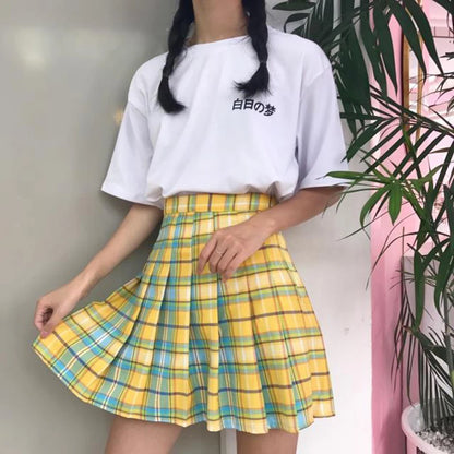 Jo's Magia Box Y2k Rainbow Plaid Pleated Woman Mini Skirt Harajuku Fairy Grunge Aesthetic High-waisted Party Club Women's Skirts