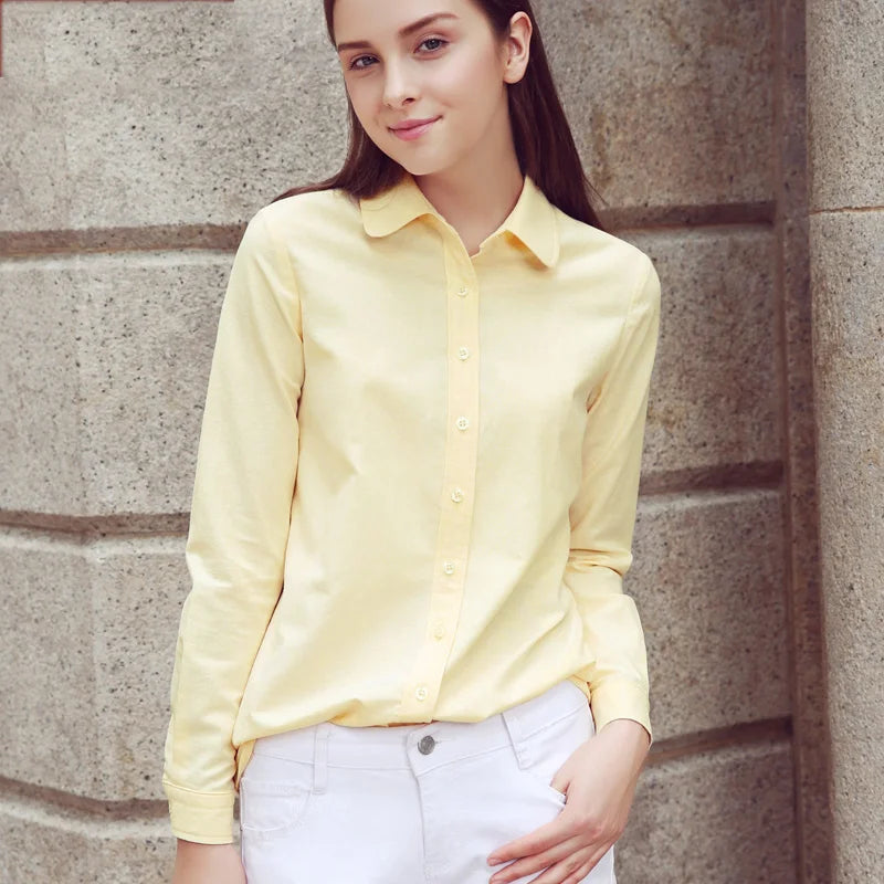 Brand Women Blouse 2023 New Casual Long Sleeved Cotton Oxford White Shirt Woman Office Plus Size Shirts Blusas Feminine Blouses