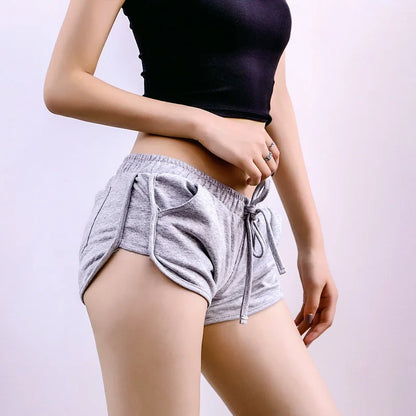 Sporting Shorts Women Short Feminino cotton Casual Summer Shorts Drawstring Elastic Mid Waist Patchwork Side Split Fitness Short