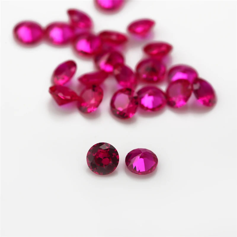 Size 1.0mm~3.0mm 1.25# 3# 5# 8# Red Stone Round Cut Synthetic Gemstone for Jewelry