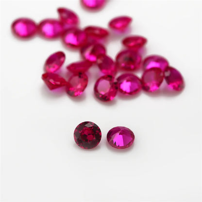 Size 1.0mm~3.0mm 1.25# 3# 5# 8# Red Stone Round Cut Synthetic Gemstone for Jewelry