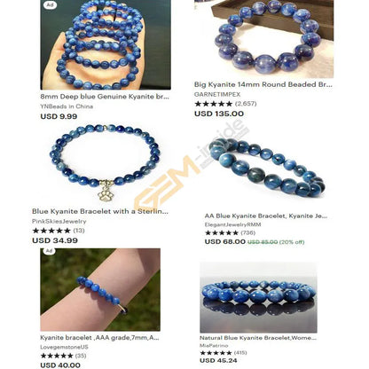 Natural Stone Round Blue Kyanite Beads For Jewelry Making Strand 15" DIY Bracelet Necklace Loose Bead 4mm 6mm 8mm 10mm 12mm