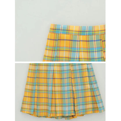 Jo's Magia Box Y2k Rainbow Plaid Pleated Woman Mini Skirt Harajuku Fairy Grunge Aesthetic High-waisted Party Club Women's Skirts