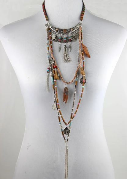 Gypsy Statement Vintage Long Necklace Ethnic jewelry boho necklace tribal collar Tibet Jewelry