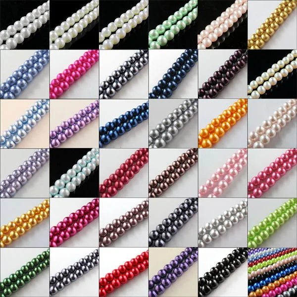 (200pcs Per Lot) B Quality 3.5x4MM Dyed Glass Pearl Round Loose Beads 30" Length For Jewelry Making DIY