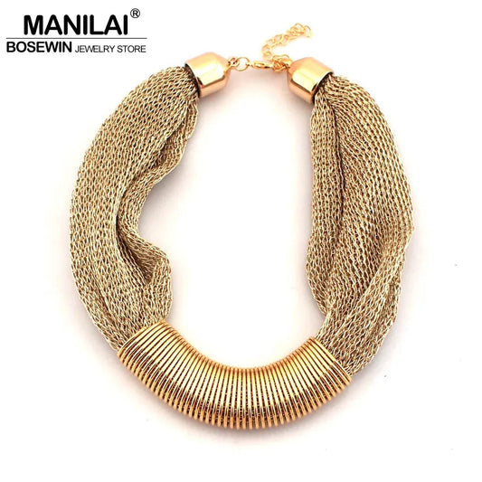 MANILAI Fashion Women Charm Choker Necklace Chunky Collar Rope Chain Statement Necklaces Wholesale gift  Hot Sale Design