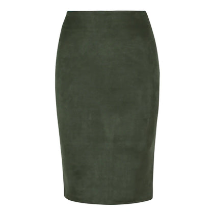 High Street 2024 Women Suede Multi Color Pencil Midi Skirt Female Spring Summer Basic Tube Bodycon Skirts Saia