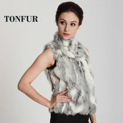 New Women Vintage Real Natural Rabbit Fur Vest with Zipper on Front Classical Style Factory Sale Female Dropshipping Gilet HP400