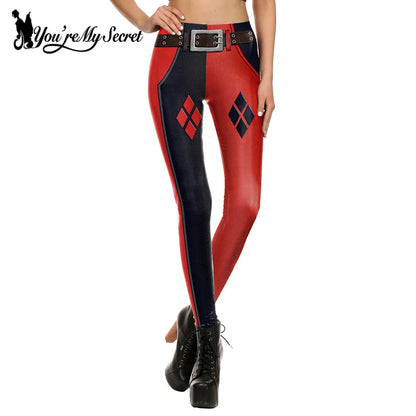 [You're My Secret] Sexy Joker Girl  Super Hero CosPlay Comic Cartoon Deadpool Classic Print leggins Women Leggings Fitness