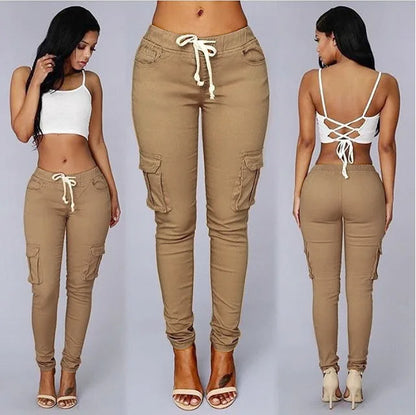 2018 New Arrival Elegant Elastic Women Pants Oversize Drawstring Long Pencil Pants Skinny Office Lady Fashion Trousers ３XL ４XL