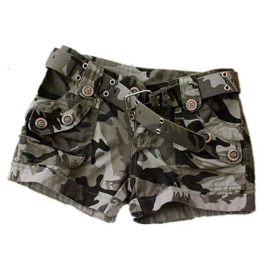 Women's Summer Camouflage Shorts Casual Military Zipper Pocket Pantaloon Ladies Plus Size 4XL Cotton Slim Fit y2k Mini Shorts