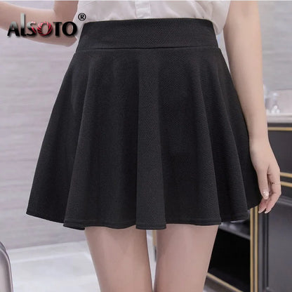 ALSOTO Summer and winter Skirt for Women Fashion Skirts Womens High Waist Sexy mini faldas jupe Black and Red Saia pleated skirt