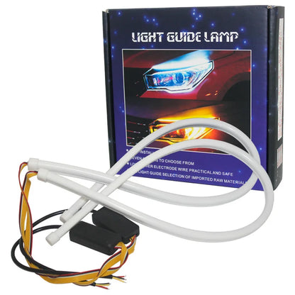 2PCS/lot 30cm 45cm 60cm DRL Flowing Flexible LED Tube Strip Daytime Running Lights Turn Signal Angel Eyes Running LED 12V