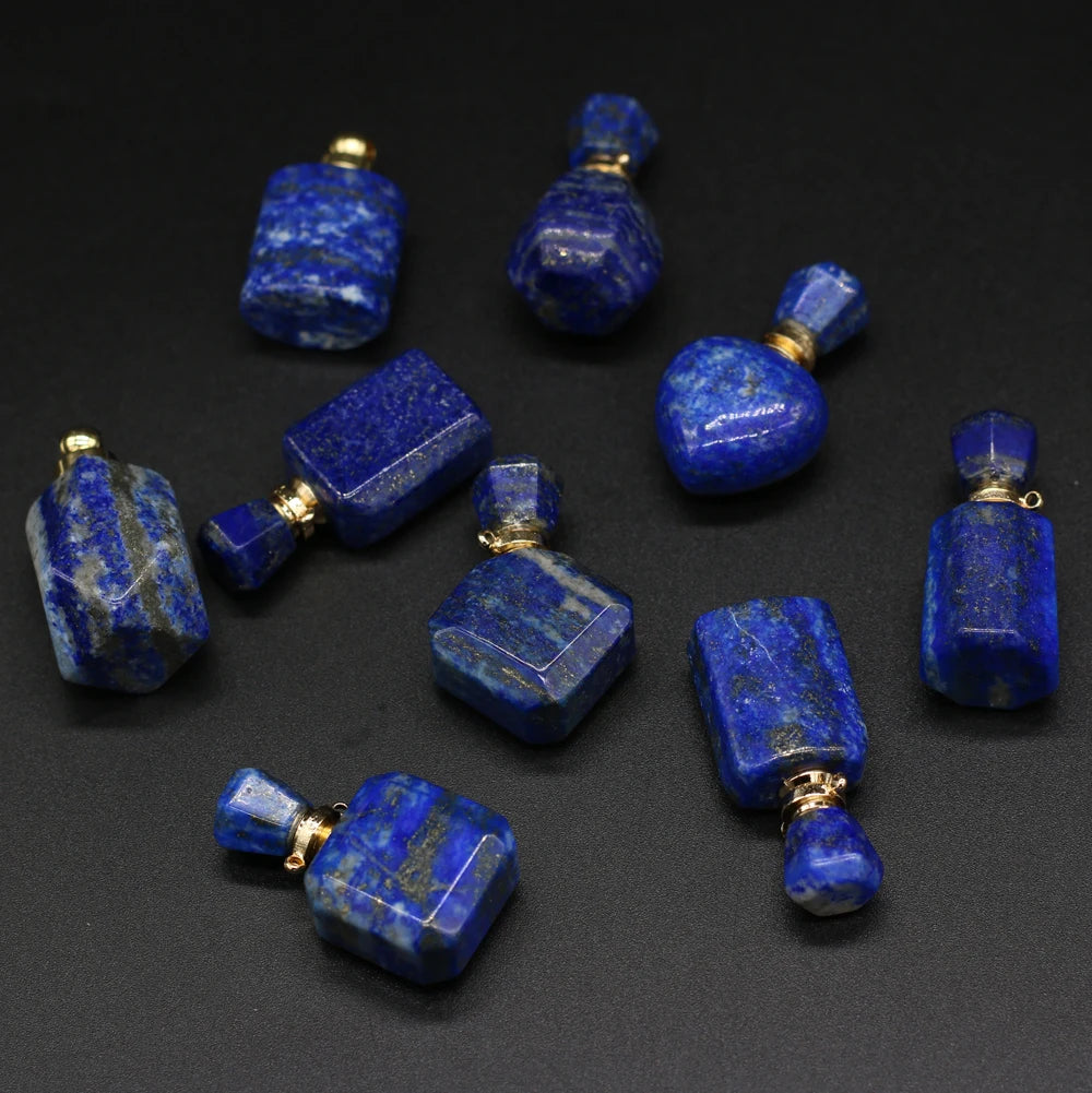 2021 New Style Hot Sale Natural Stone Perfume Bottle Pendant Irregular Lapis lazuli For Jewelry Making DIY Necklace Accessory