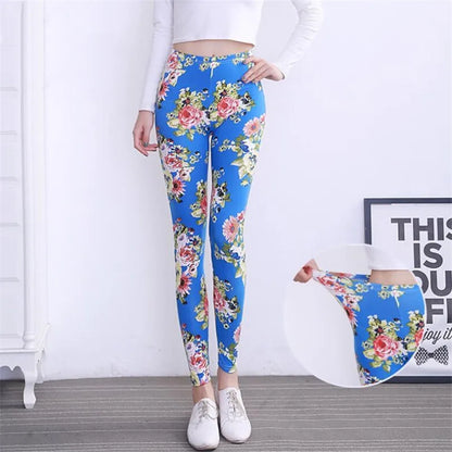 YRRETY Women Leggings High Street Cotton Leggin Casual Floral Printed Legging Graffiti Soft Fashion Women Trousers Hot Fashion