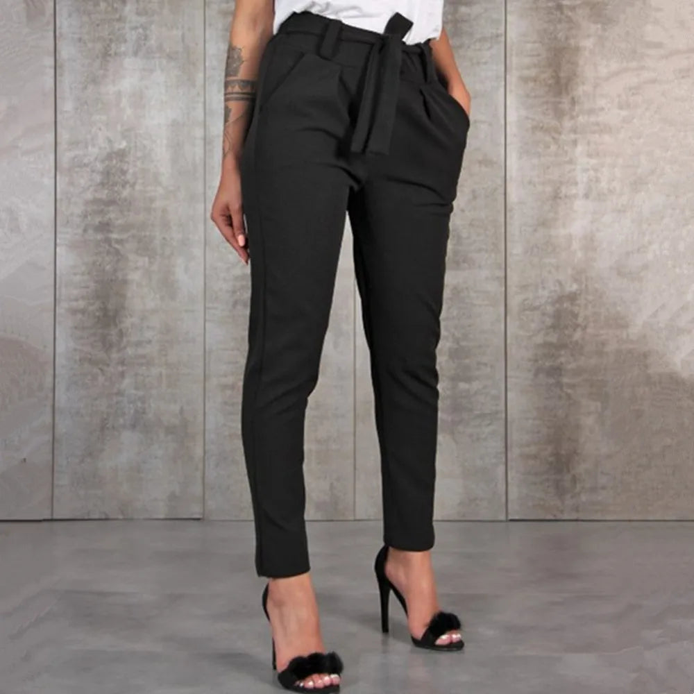 Casual Slim Chiffon Thin Pants For Women High Waist Black Khaki Green Pants Woman Trousers Y2k