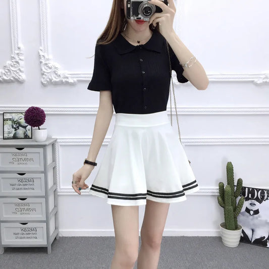 ALSOTO Summer Style Sexy Skirt for Girl Korean Skirts Womens Faldas Anti emptied saia lady Skater pleated mini Skirt tutu