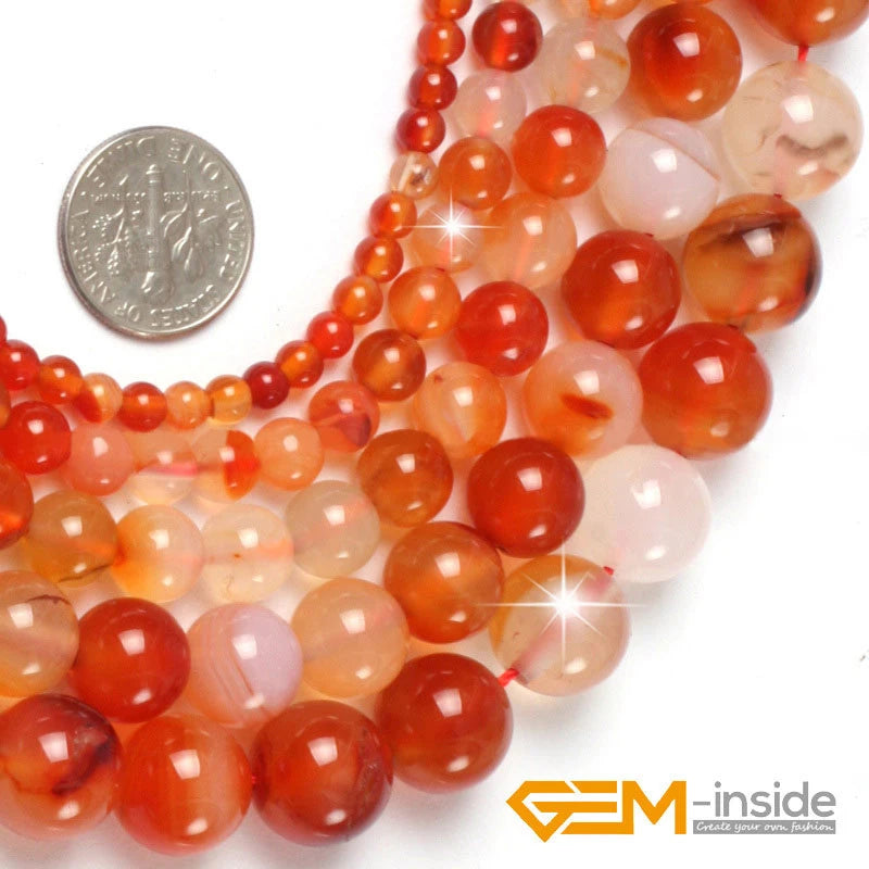 Natural Red Carnelian Round Beads For Jewelry Making Strand 15inch Loose DIY Bracelet Necklace 6mm 8mm 10mm