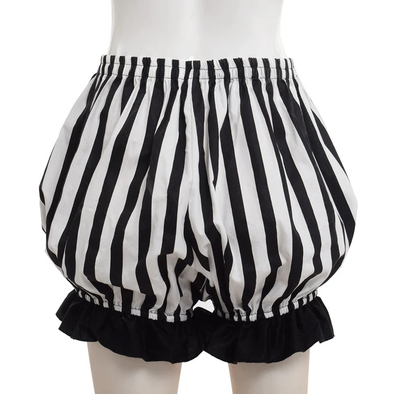 Lolita Bloomers Women Vintage Cosplay Bottoming Pumpkin Striped Short Shorts