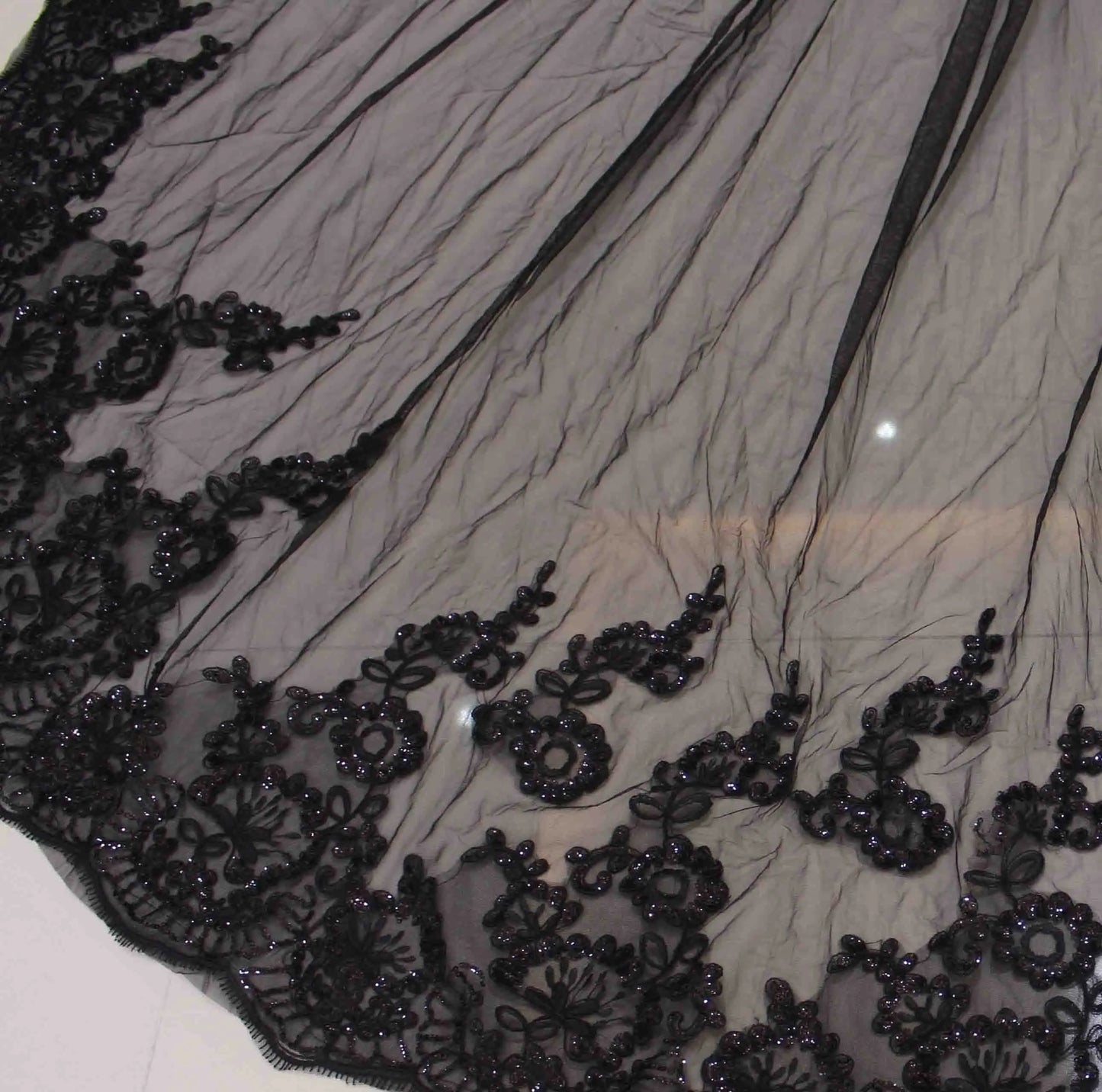 Real Photos Black Long Wedding Boleros Bling Sequins Lace Cathedral Bridal Cape Bolero Mariage Wedding Accessories Shoulder Veil