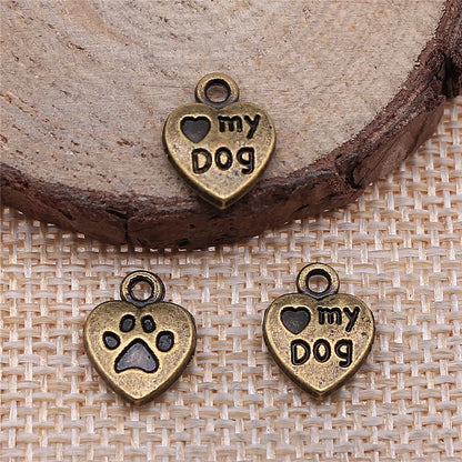 WYSIWYG 20pcs 13x10mm Dog Paw Charm Pendante Love My Dog For Jewelry Making Dog Paw Print Pendant Charm