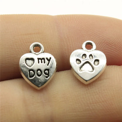 WYSIWYG 20pcs 13x10mm Dog Paw Charm Pendante Love My Dog For Jewelry Making Dog Paw Print Pendant Charm