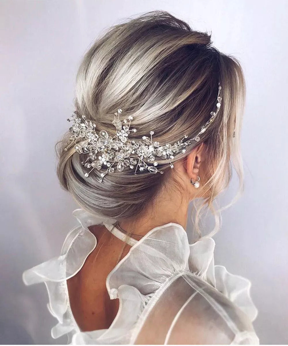 Vintage Rose gold Silver Wedding Accessories bridal headwear Shiny Crystal Hair comb Elegant banquet for women