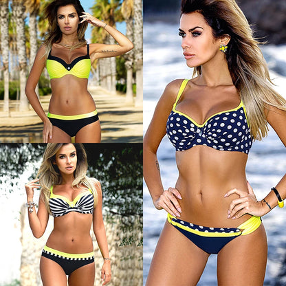 YICN Striped Swimsuit 2021 Women Push Up Swimwear Sexy Retro Bikini Set Female Bandage Biquini Bather Beachwear Mujer