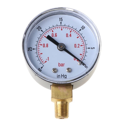 Vacuum Pressure Gauge 52mm -1/0 Bar -30\" Hg 1/8 BSPT Bottom Connection Monitor