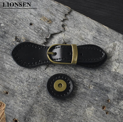 Lionsen Bag Magnetic Buttons Genuine Leather Bronze Hasp Buckle for Women Handmade DIY Crossbody Handbag Fastener Accessories KZ