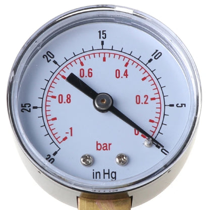 Vacuum Pressure Gauge 52mm -1/0 Bar -30\" Hg 1/8 BSPT Bottom Connection Monitor