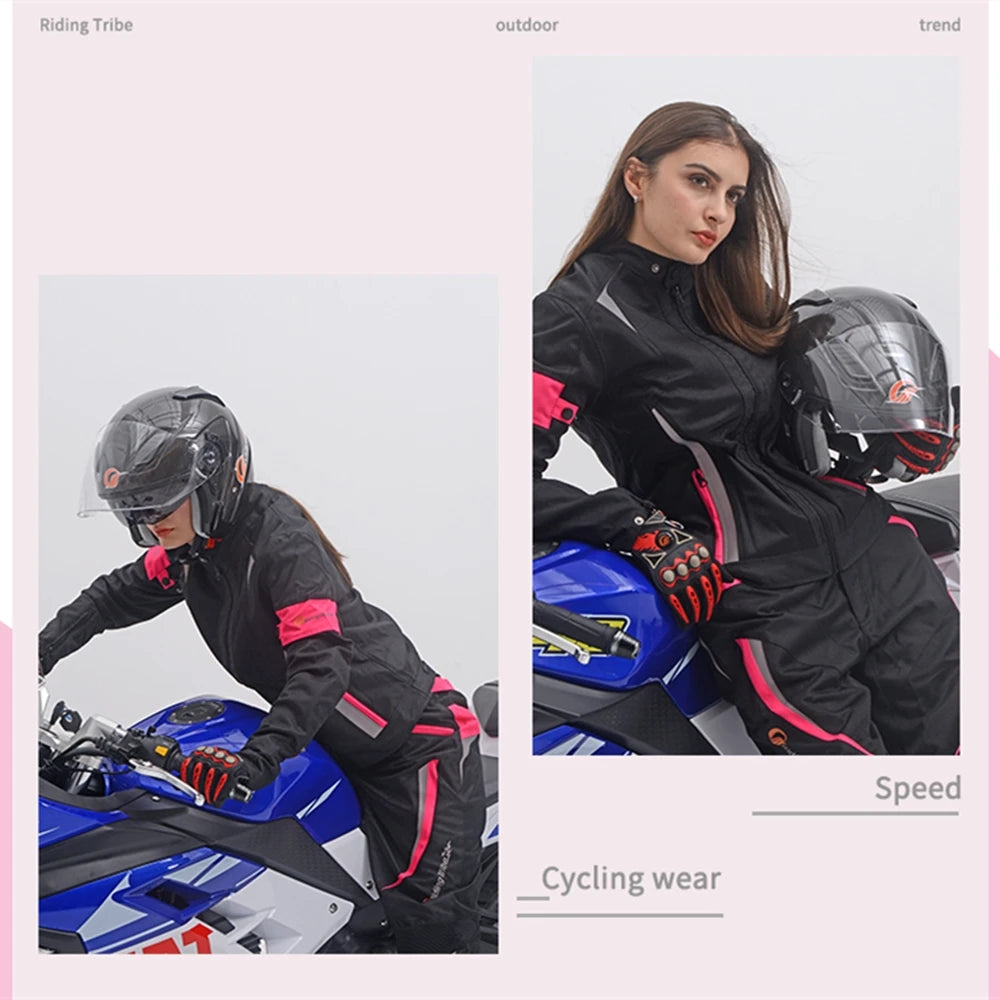 Women Motorcycle Jacket Summer Lady Coat Riding Raincoat Motorbike Safety Suit with Protective Pads and Waterproof Liner JK-52