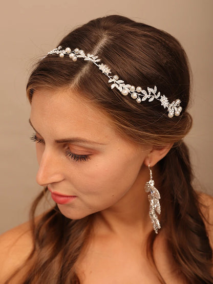 Bridal Headwear Rhinestone Flower Bridal Tiara Headbands Pearl Hair Jewelry Wedding Hair Accessories Handmade Prom Hair Piece